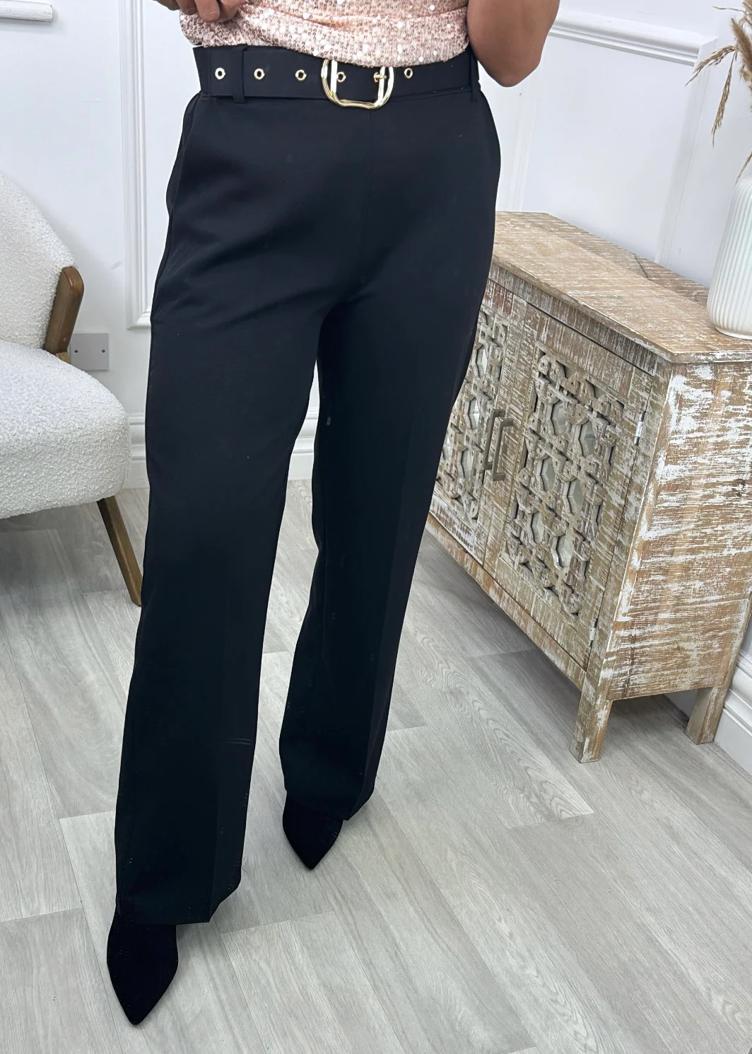 Paige Black Tailored Wide Leg Trousers - Image 2