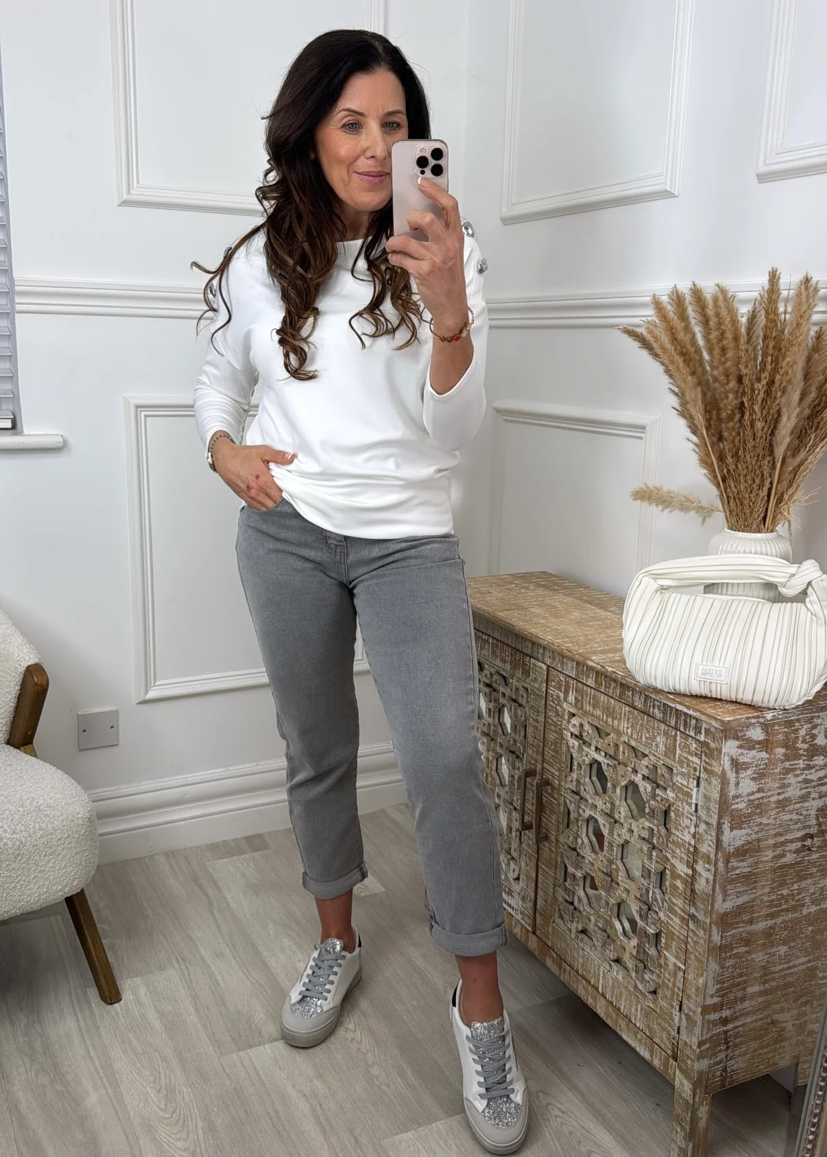Patrizia White Button Detail Top - Image 2