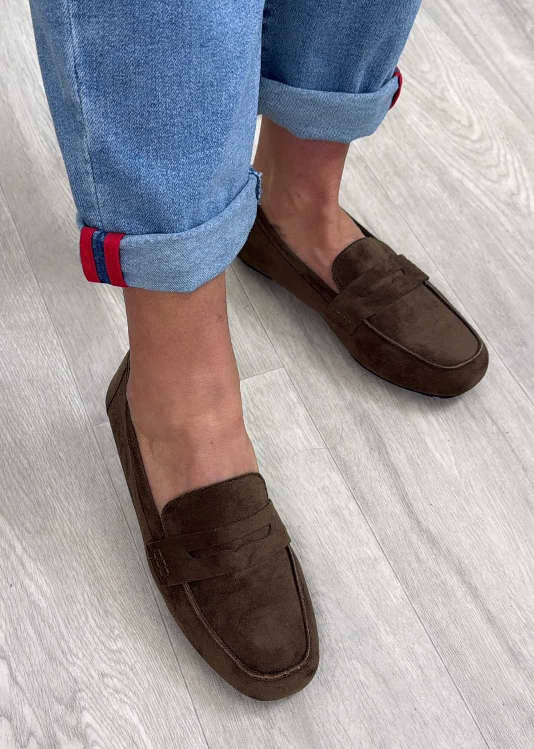 Peggy Taupe Suede Loafers