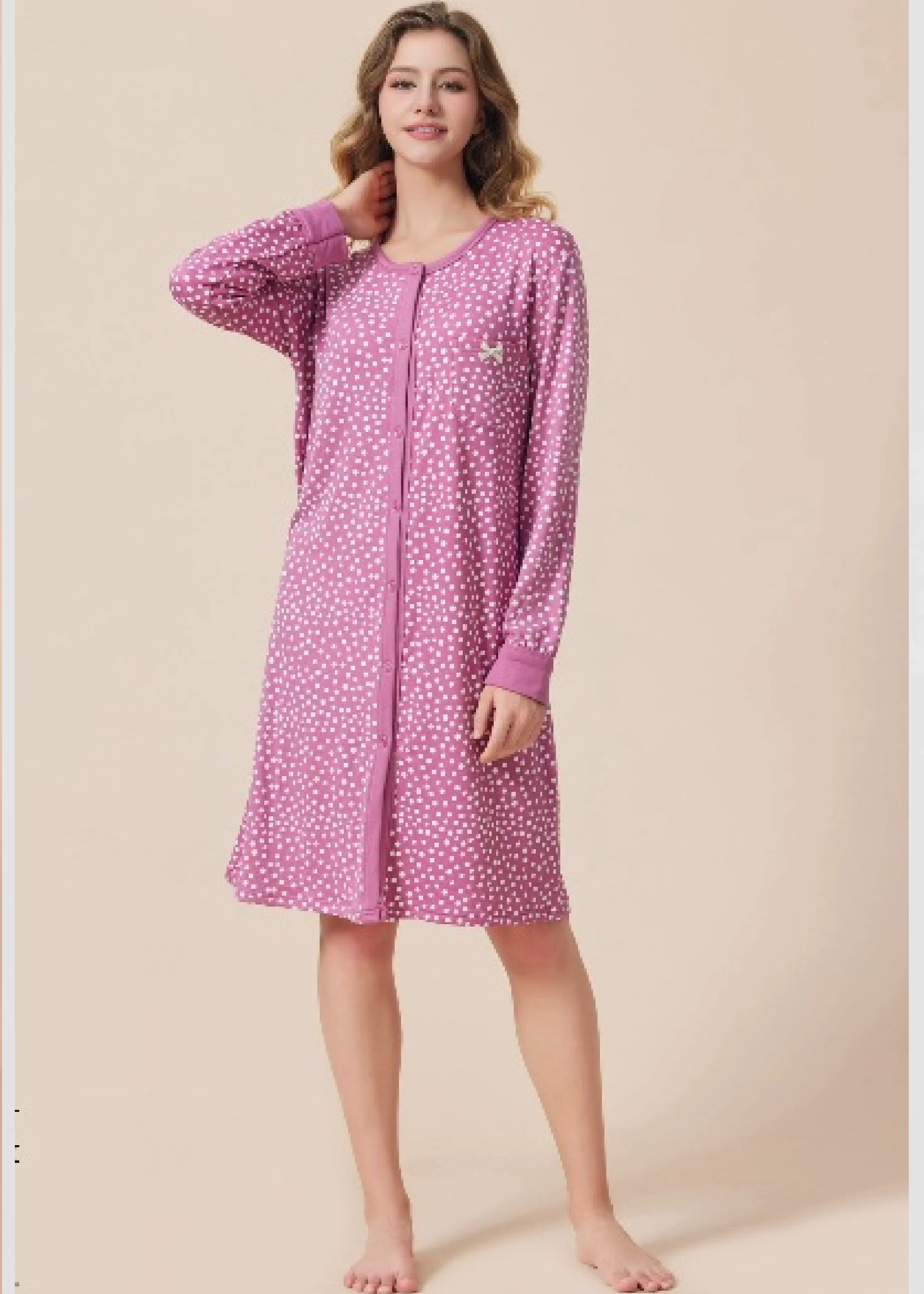 Peggy Pink Polka Dot Nightdress - Image 2