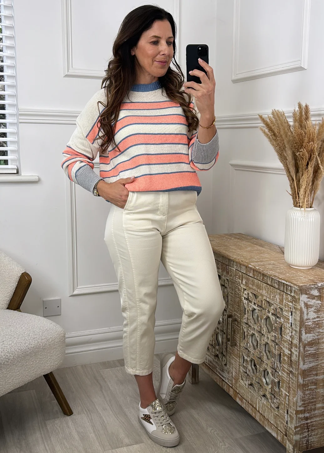 Penelope Peach Stripe Jumper - Image 2
