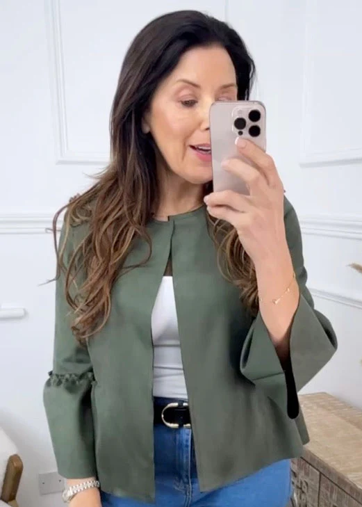 Phoenix Khaki Flute Sleeve Bolero