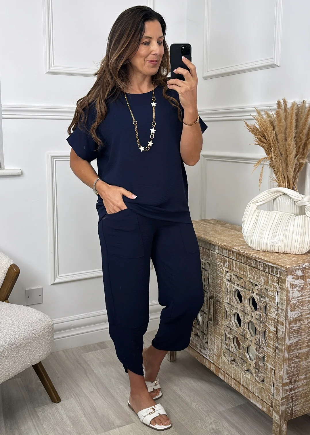 Portia Navy Short Sleeve Set 🖤Pre Order 🖤 - Image 2