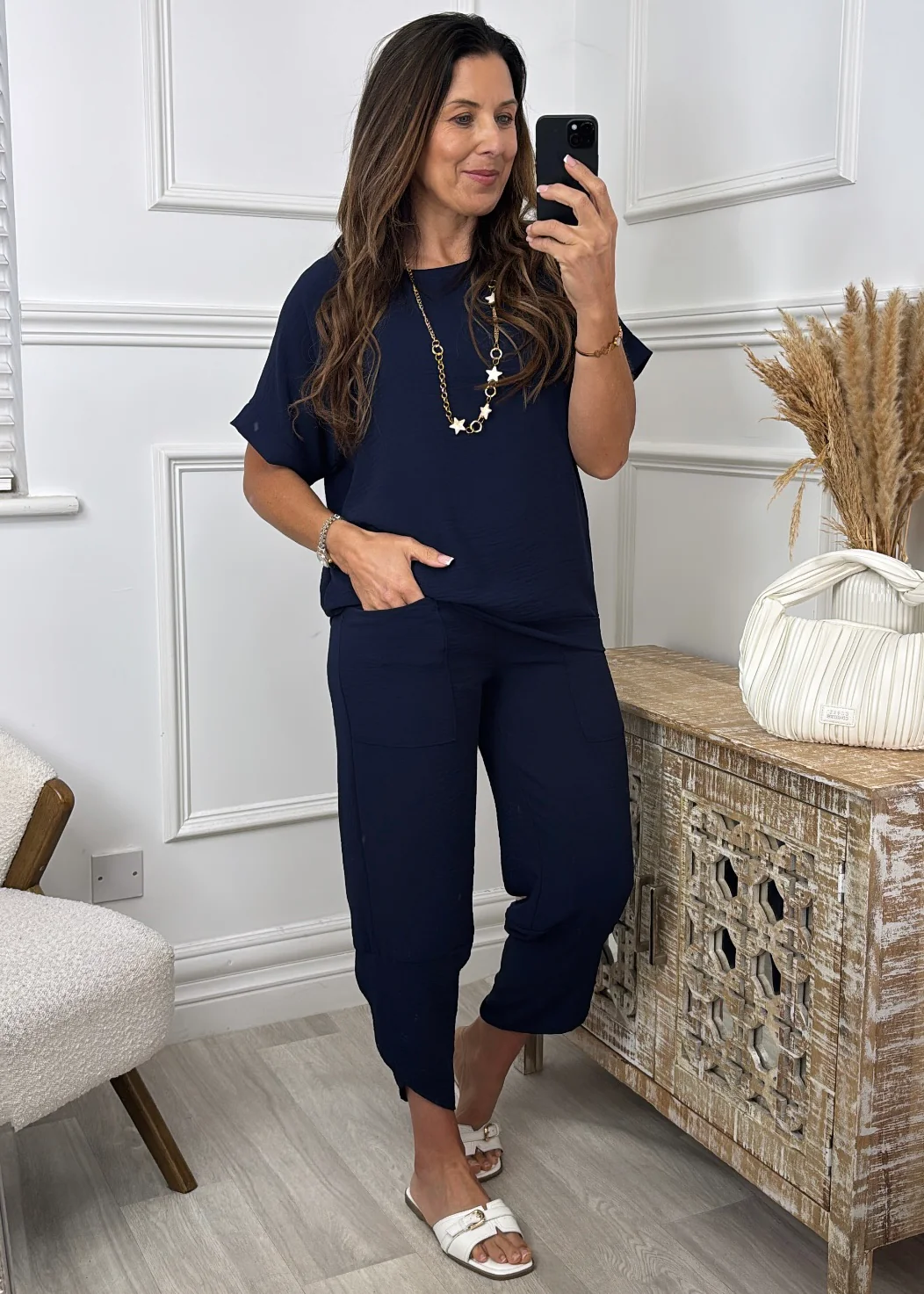Portia Navy Short Sleeve Set 🖤Pre Order 🖤 - Image 4