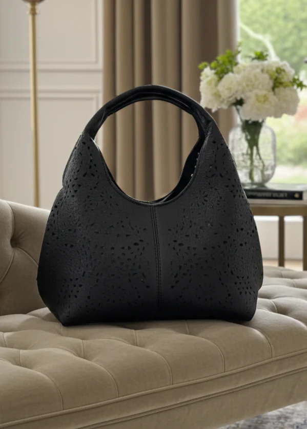Portofino Black Laser Cut Tote Bag