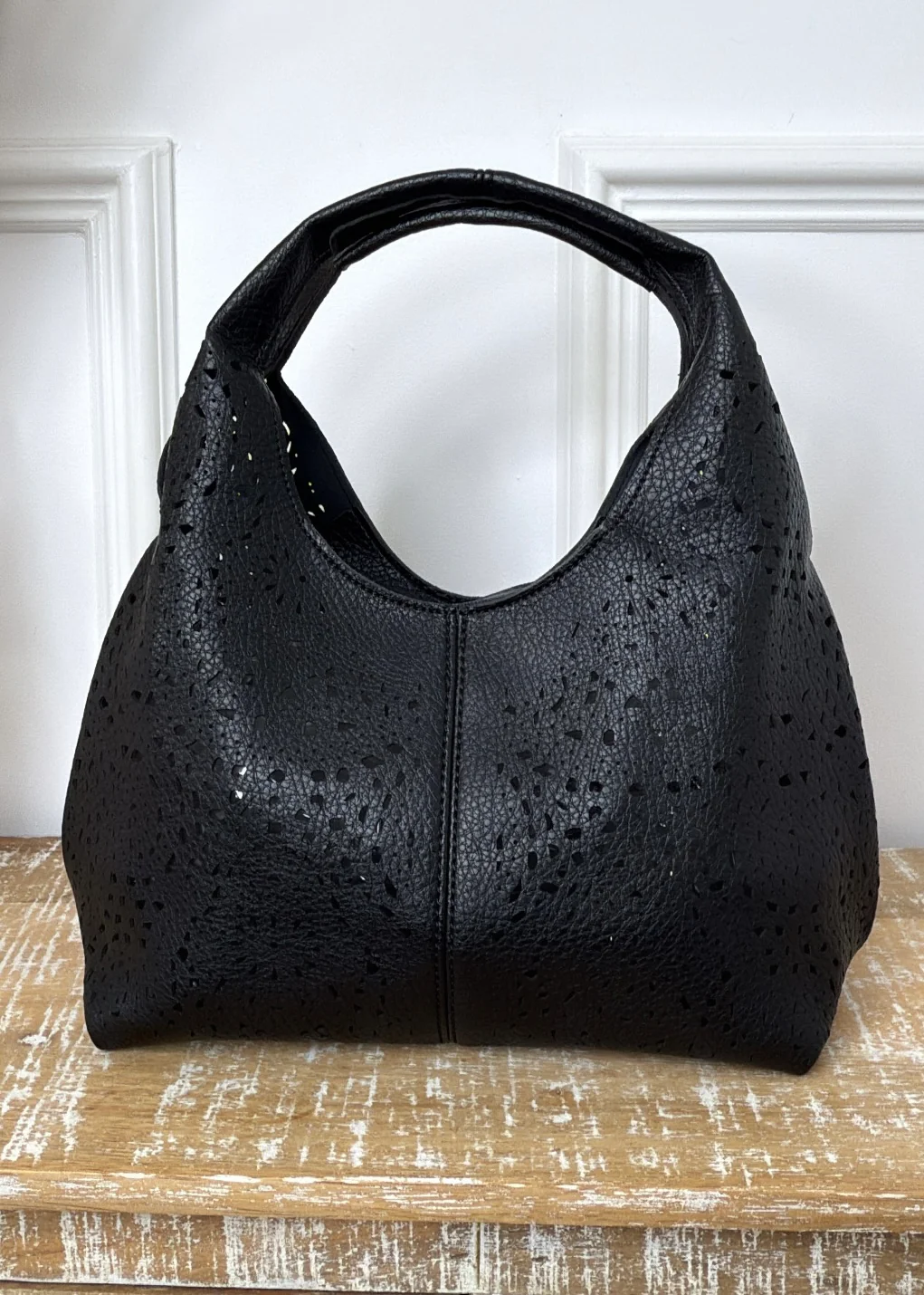 Portofino Black Laser Cut Tote Bag - Image 3