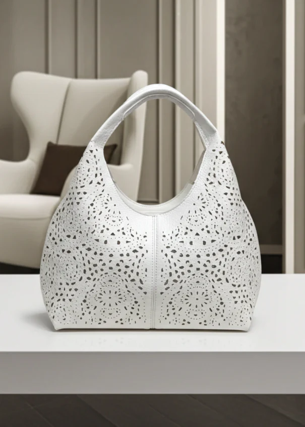 Portofino White Laser Cut Tote Bag