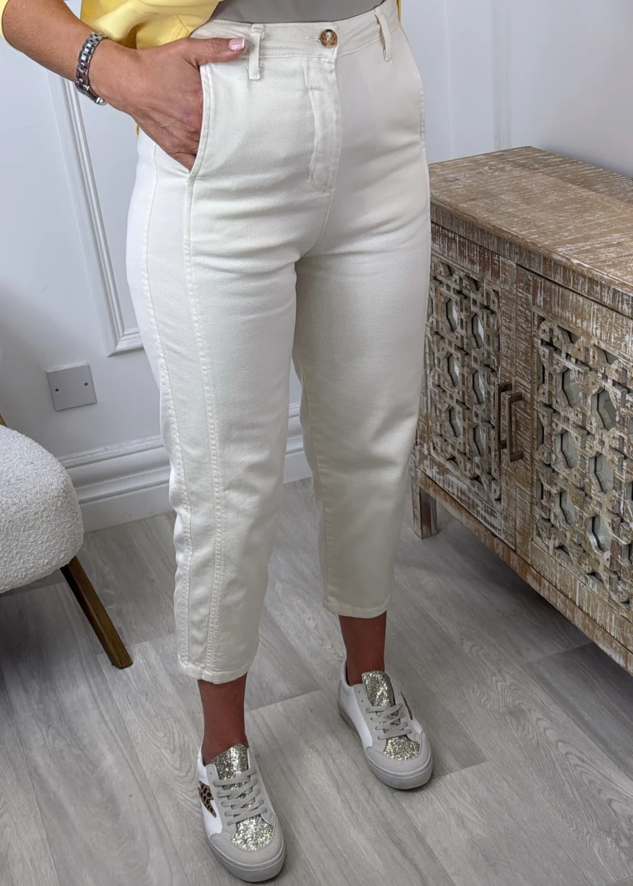 Remi Cream Side Seams Baggy Jeans