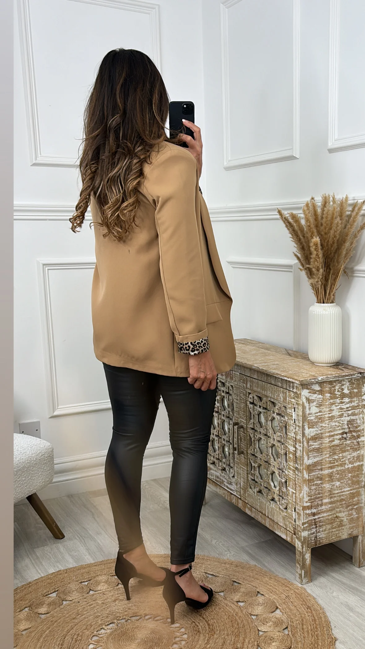 Roberta Camel Leopard Lined Blazer - Image 3