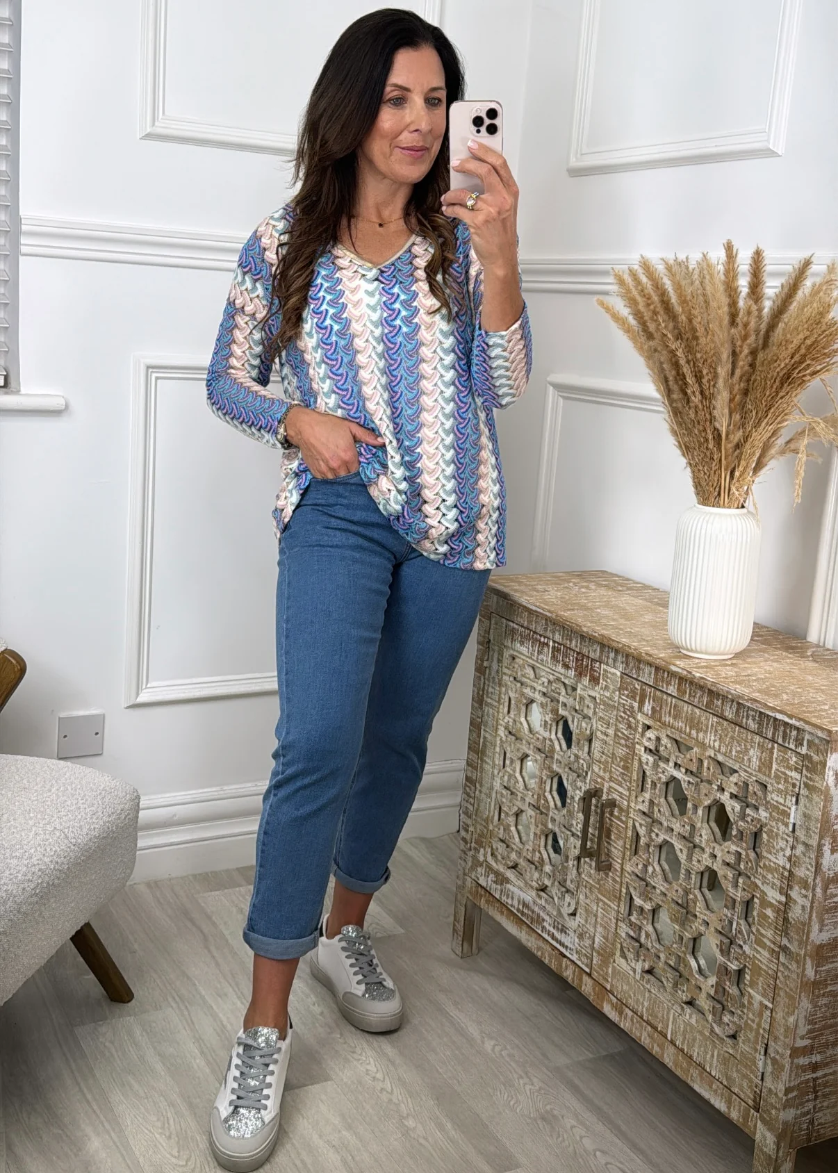 Rosslyn Blue Crochet Summer Sweater - Image 3