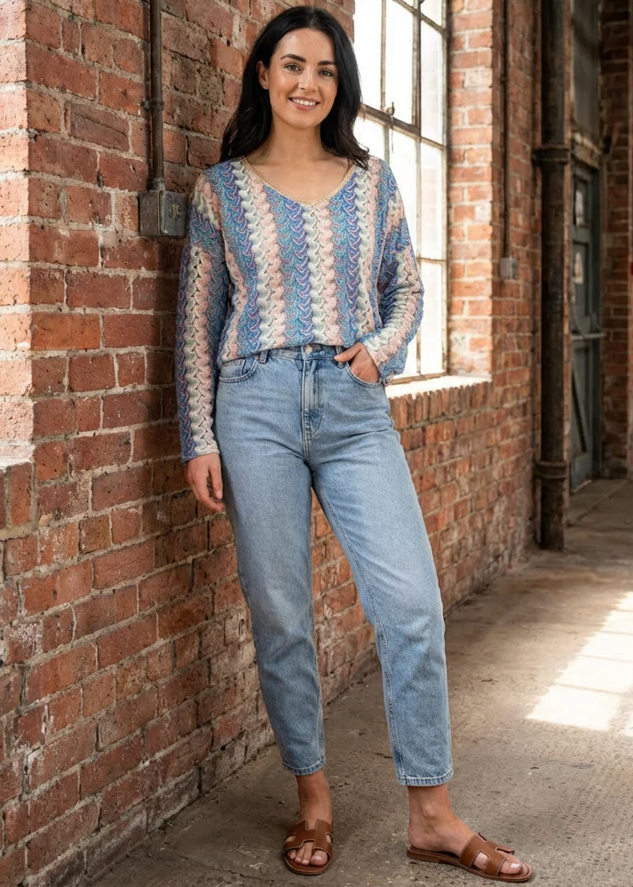 Rosslyn Blue Crochet Summer Sweater - Image 5