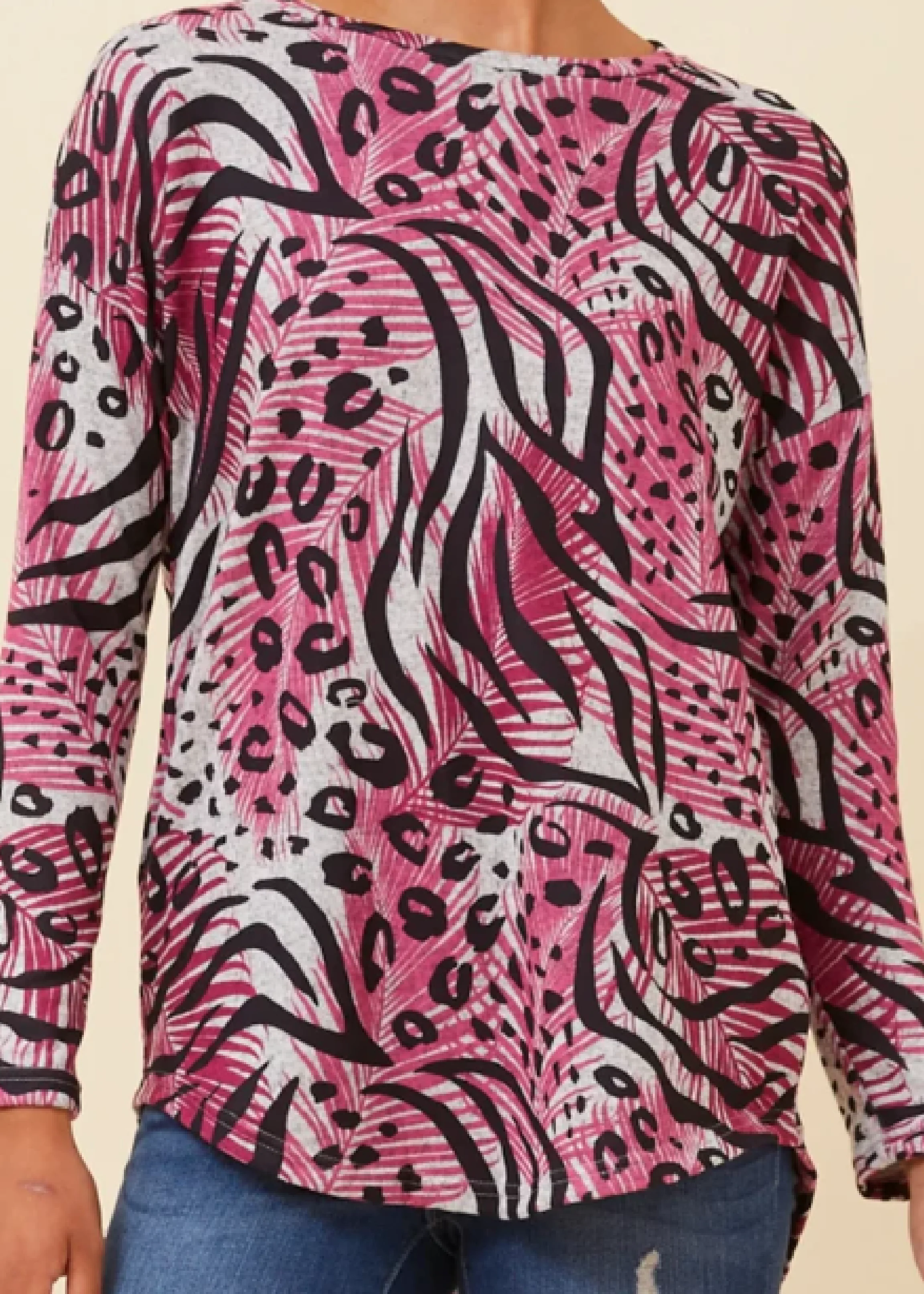 Ruta Pink Leaf Print Top - Image 5