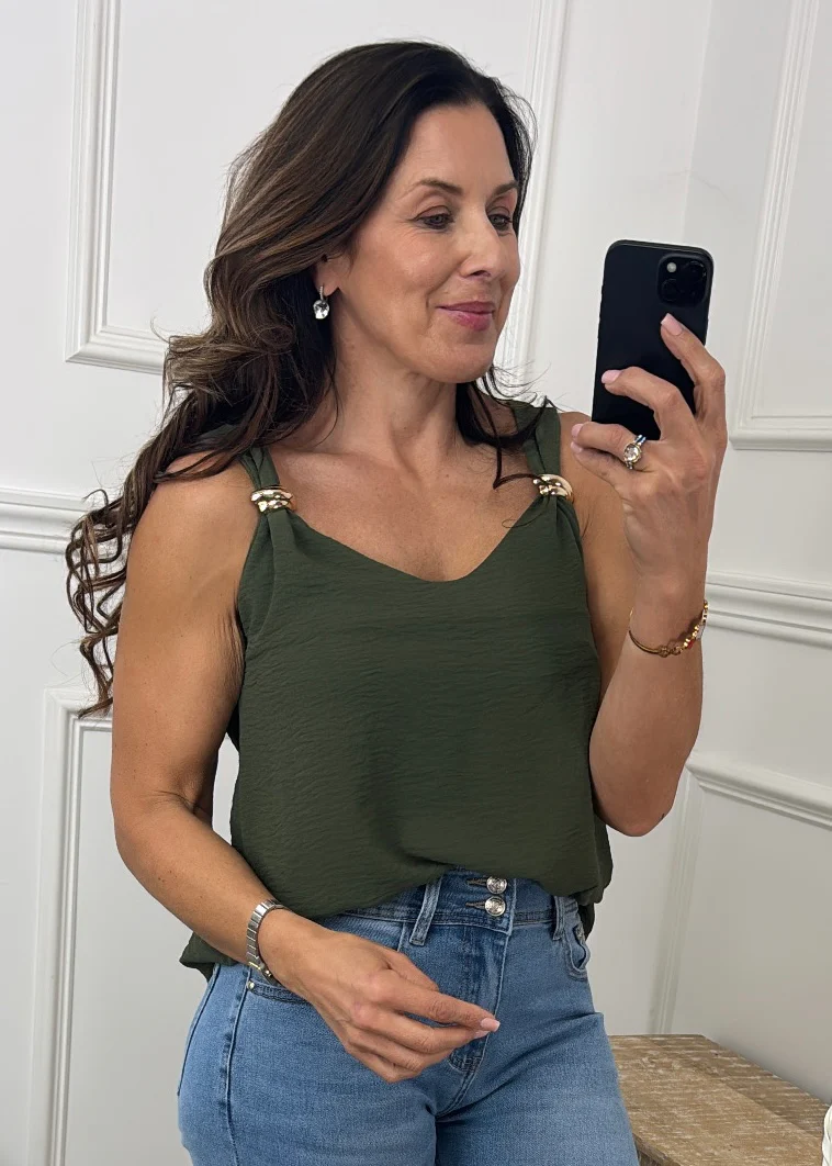 Sabine Khaki Gold Clasp Cami 🖤Pre Order🖤