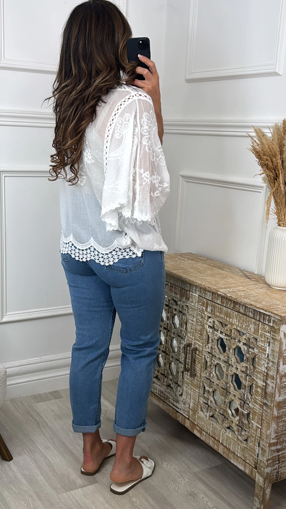Salome White Batwing Sleeve Blouse - Image 3