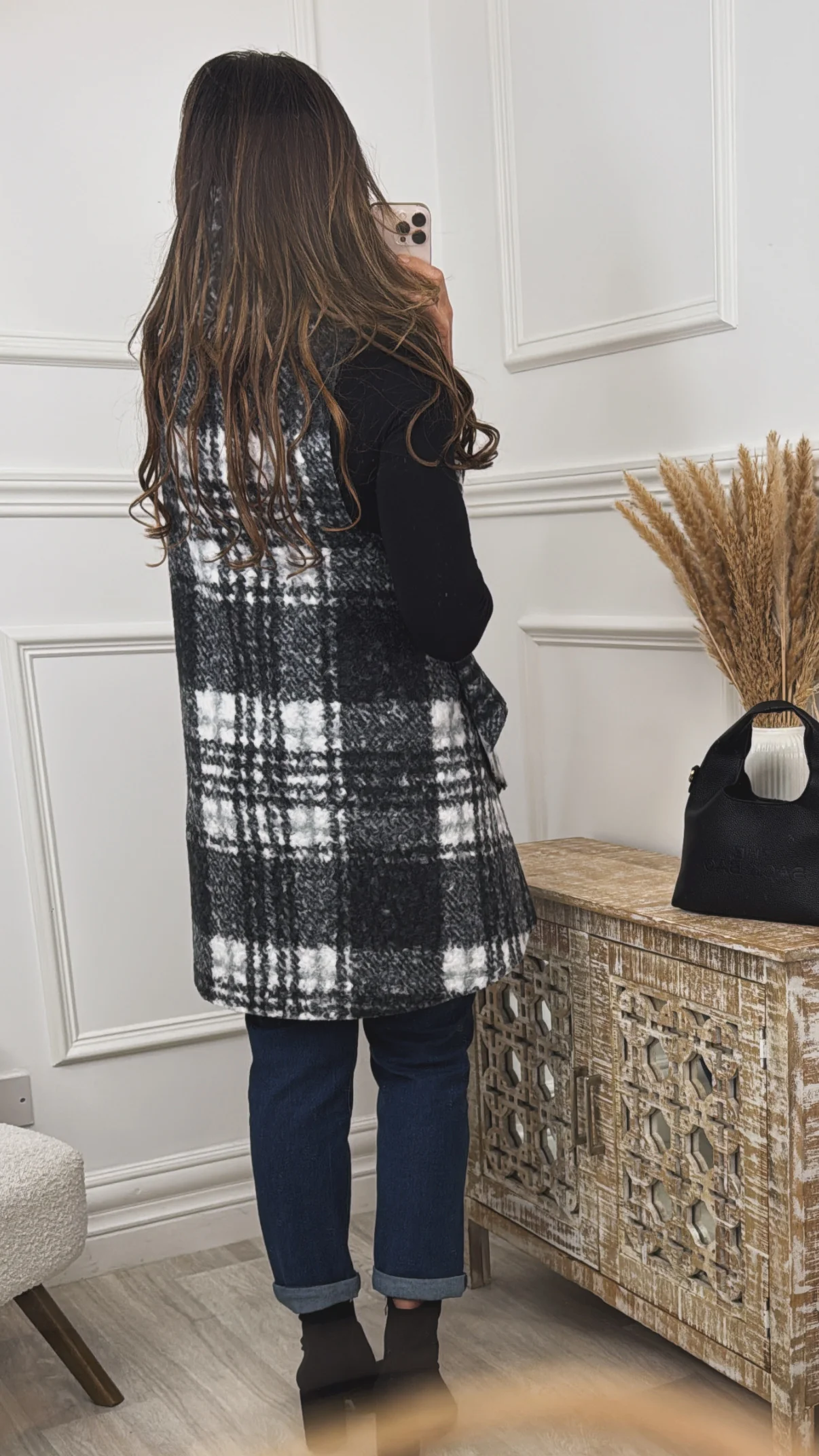 Santana Black Check Waistcoat - Image 3