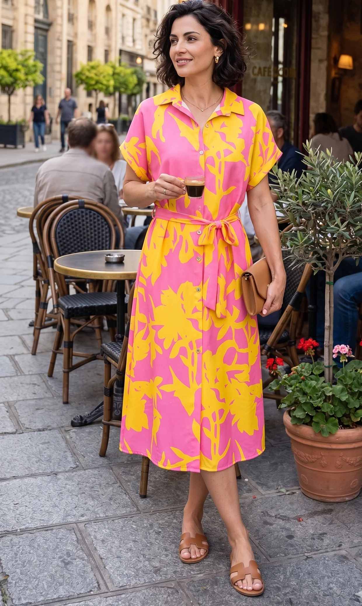 Shakira Yellow Pattern Shirt Dress - Image 4