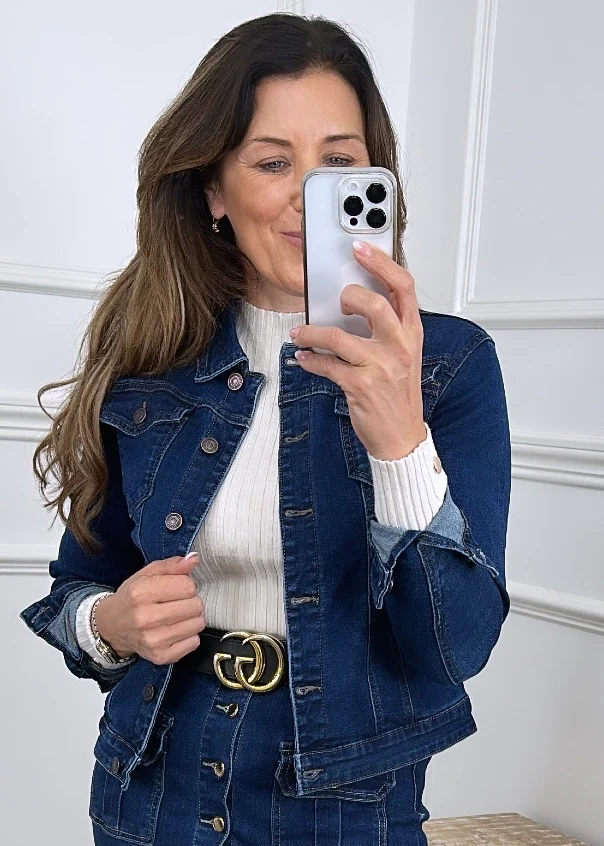 Sharon Dark Wash Denim Jacket - Image 7
