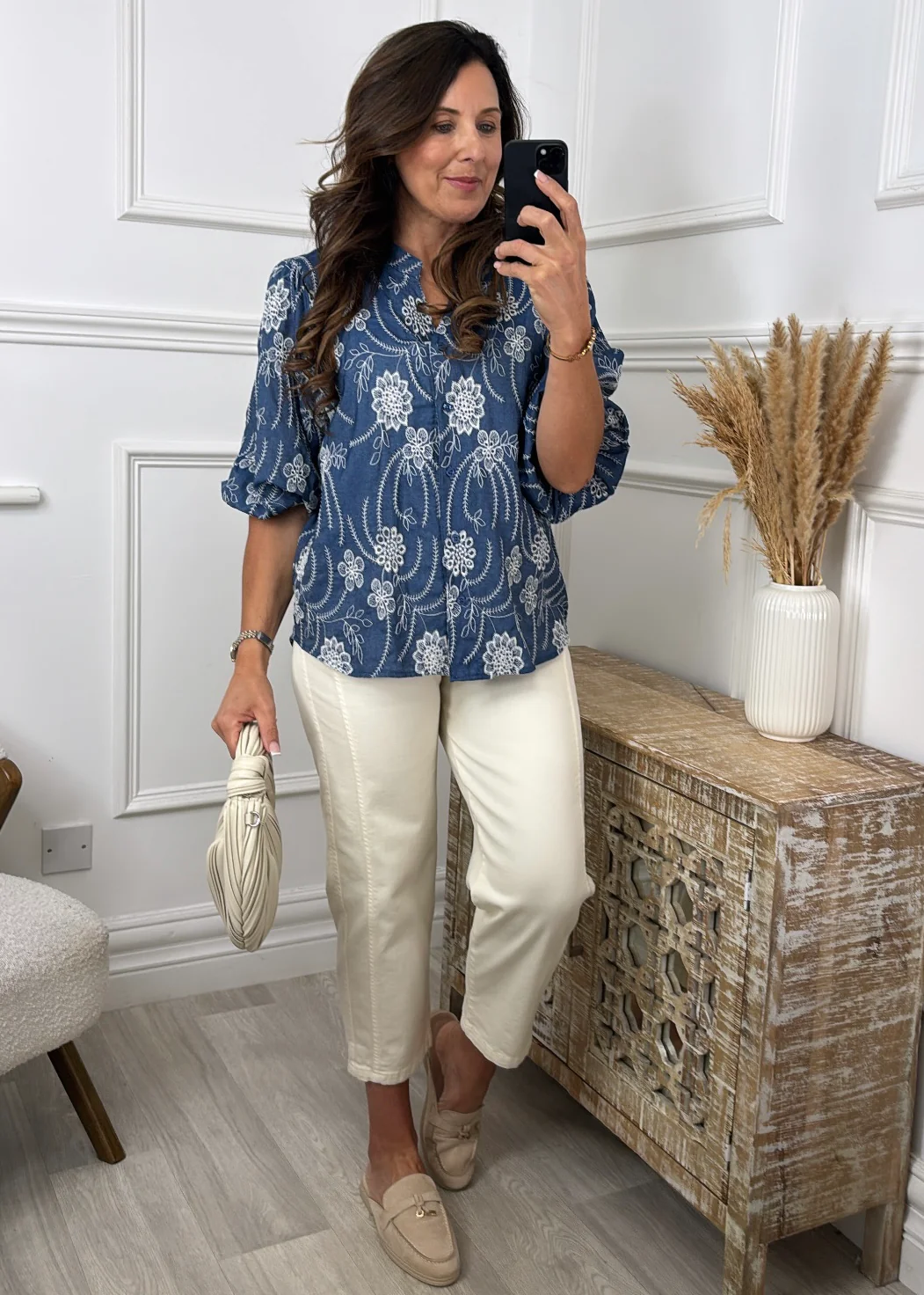 Sheridan Blue Embroidered Shirt - Image 3