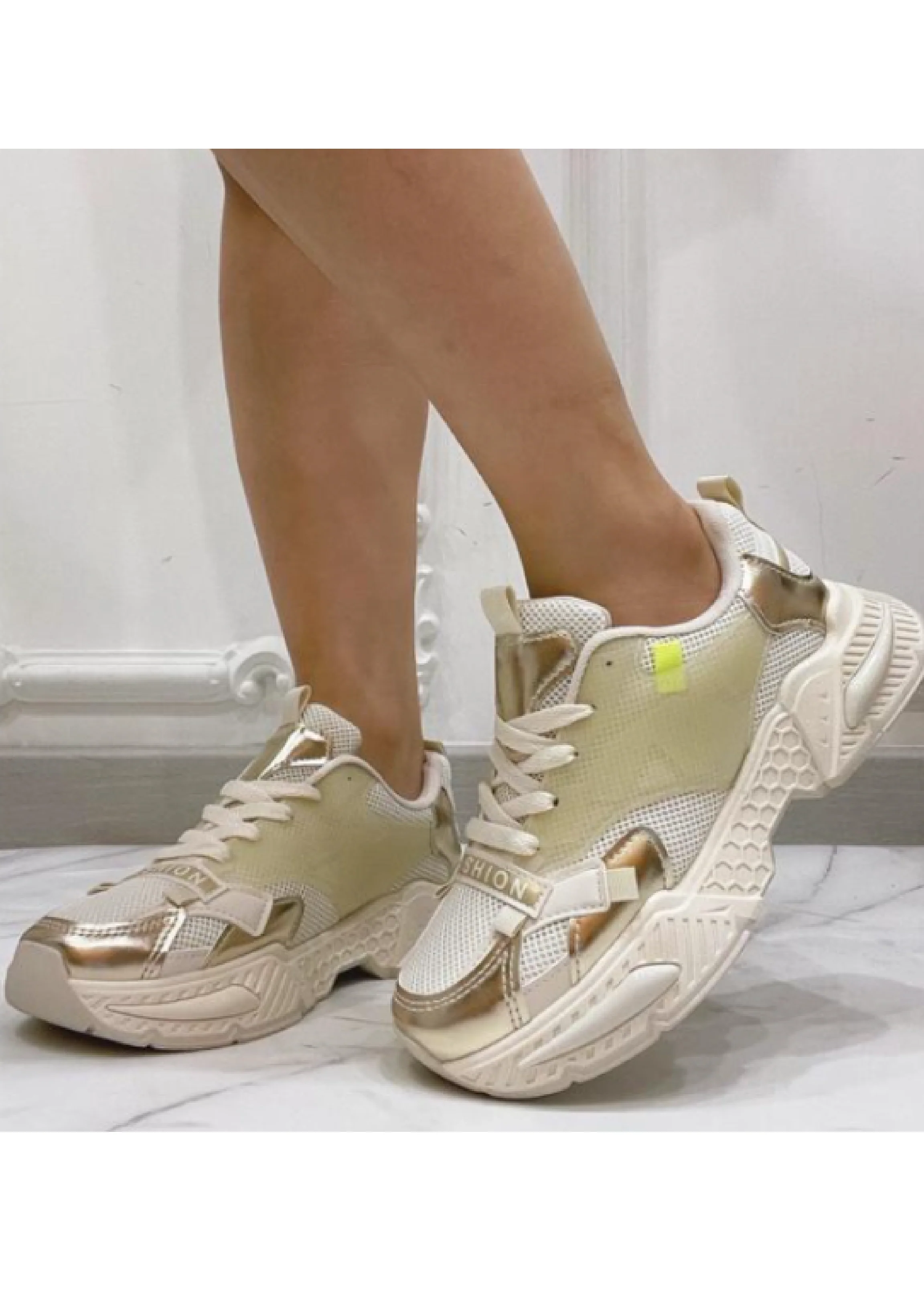 Sherly Beige Chunky Sole Trainers - Image 2