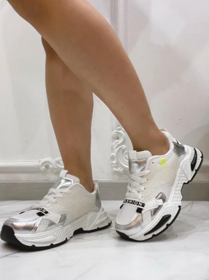 Sherly White Chunky Sole Trainers - Image 2