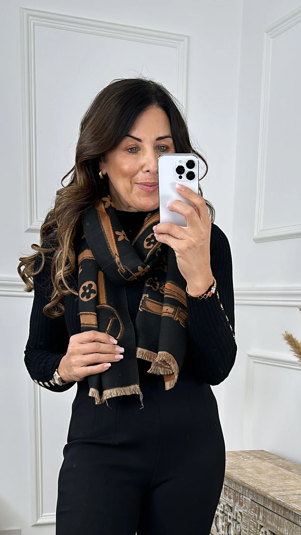Shona Brown Pattern Scarf - Image 6