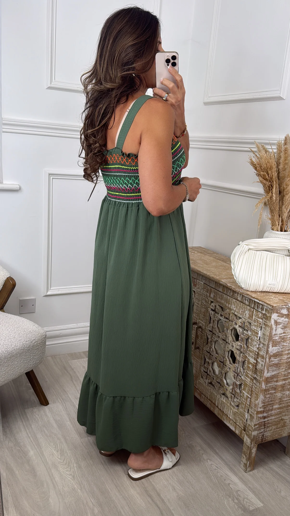 Skye Khaki Strappy Sun Dress - Image 3