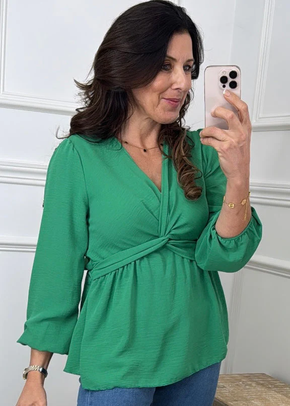 Sofiko Green Twist Front Top