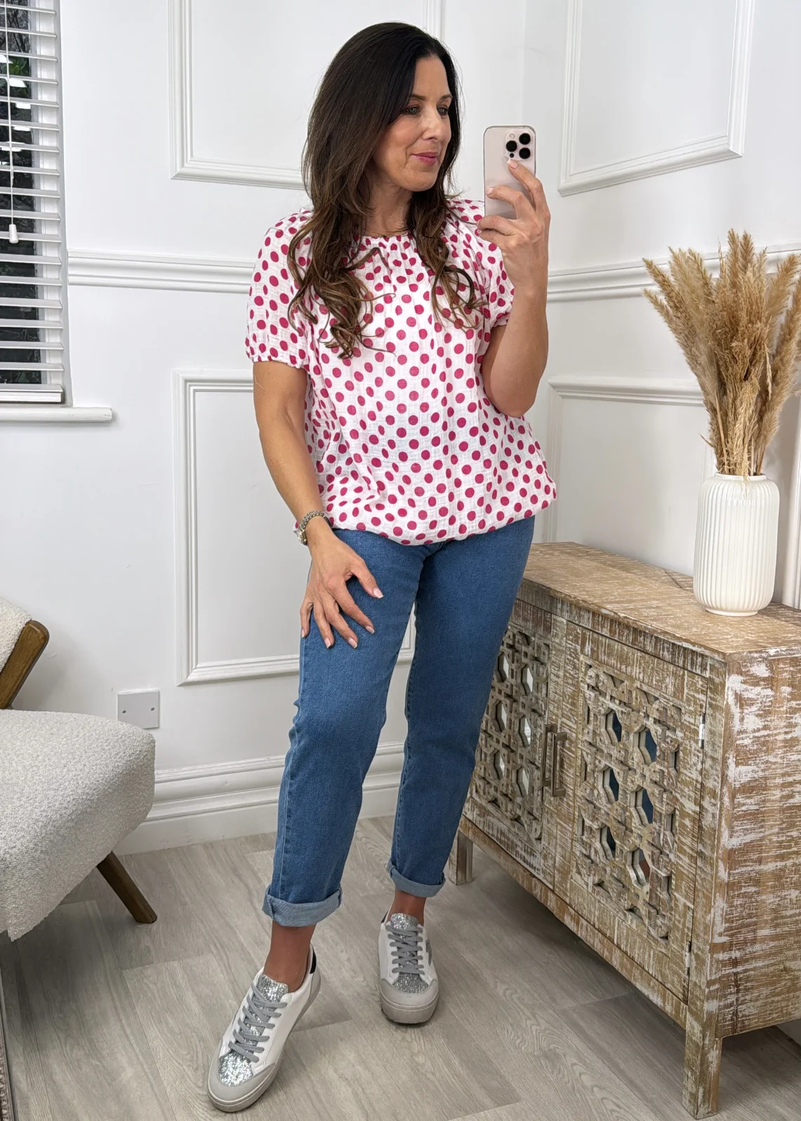 Solange Pink Polka Dot Blouse - Image 3