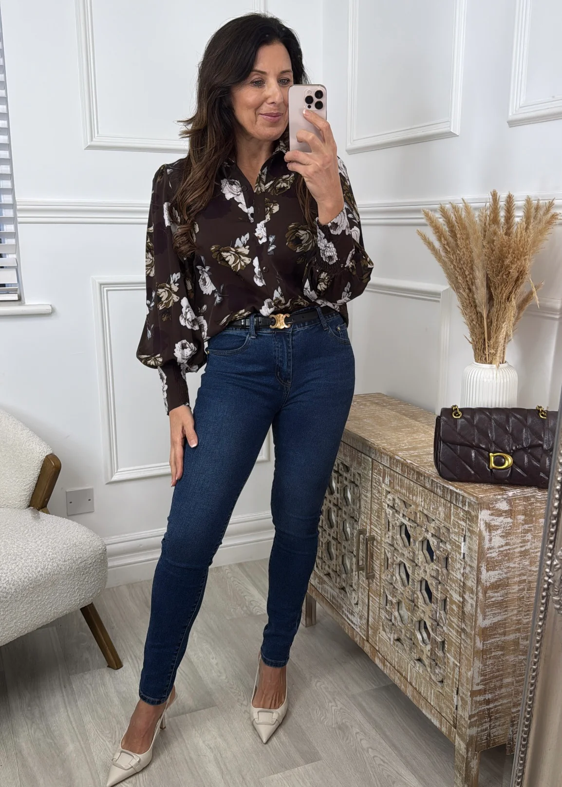 Sorcha Brown Floral Print Shirt - Image 4