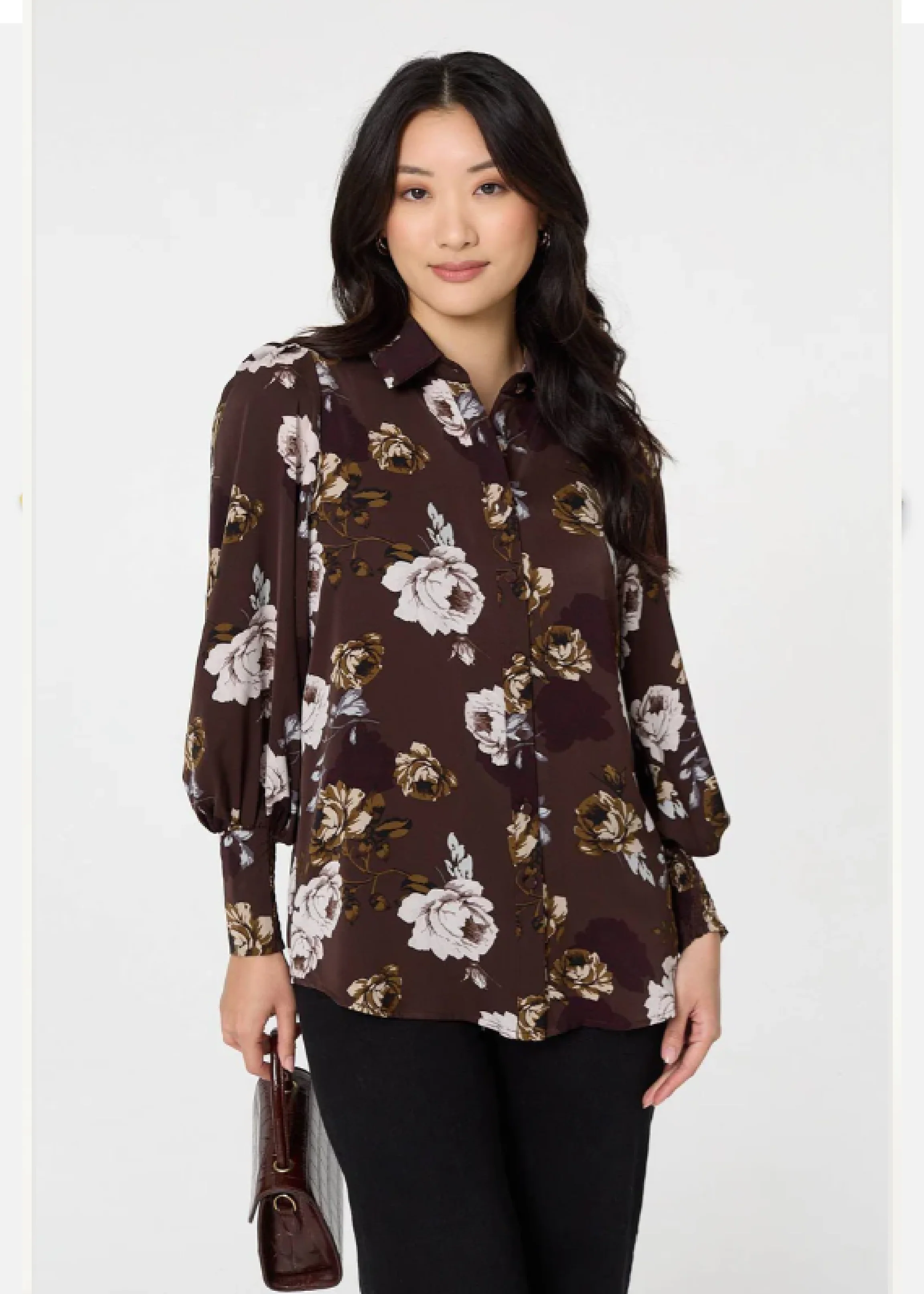 Sorcha Brown Floral Print Shirt - Image 5
