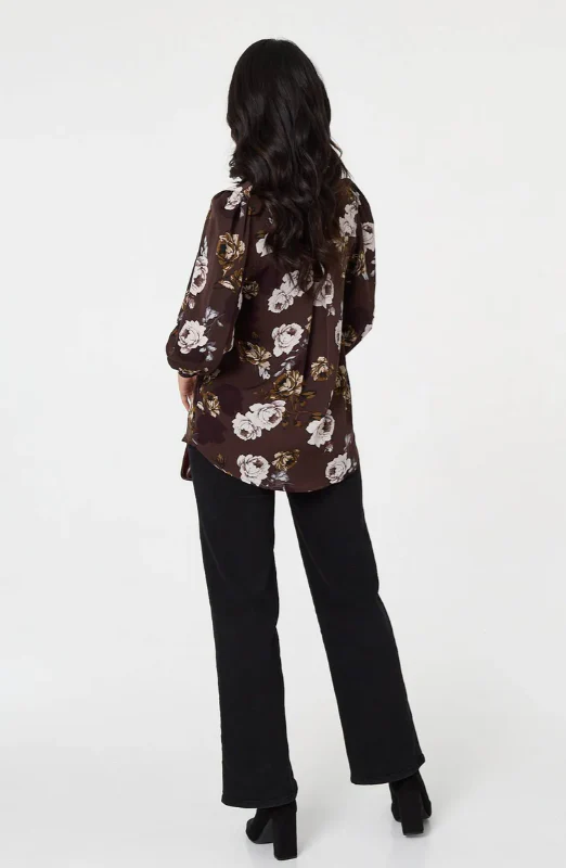 Sorcha Brown Floral Print Shirt - Image 6