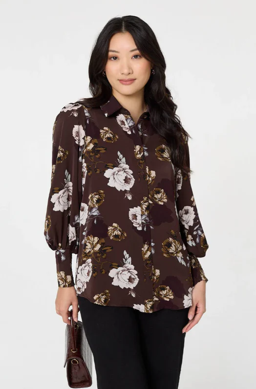 Sorcha Brown Floral Print Shirt - Image 7