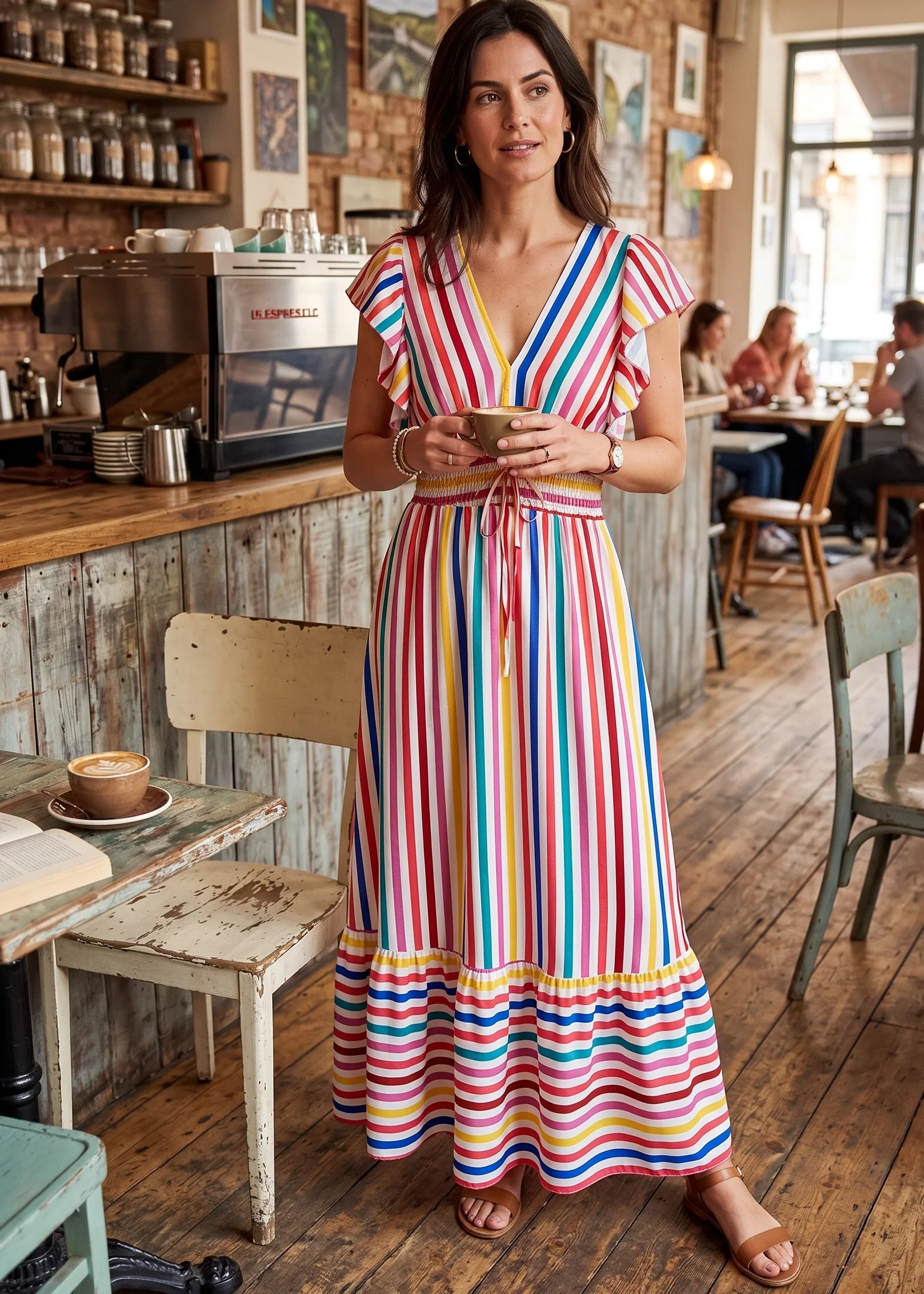 Socha White Striped Frill Midi Dress š¤Pre Orderš¤ - Image 4