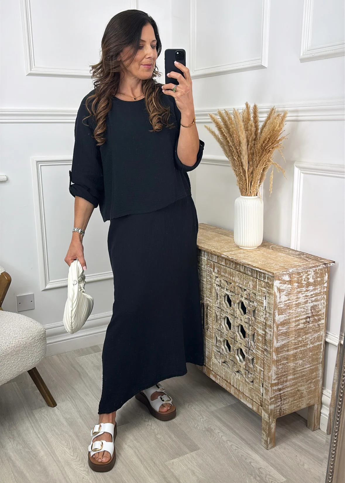 Steph Black Overlay Top Midi Dress - Image 3