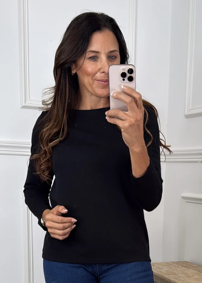 Suri Black Side Zip Top