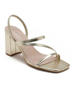 Suri Gold Strappy Heeled Sandals - Image 3