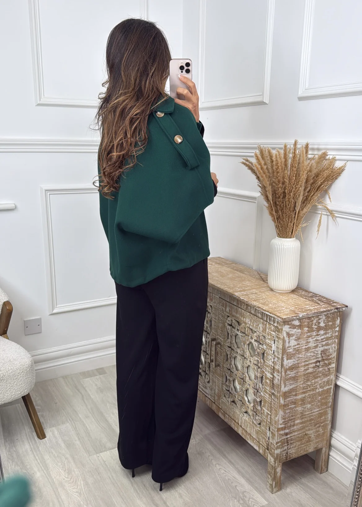 Suzette Green Notch Lapel Cape - Image 3