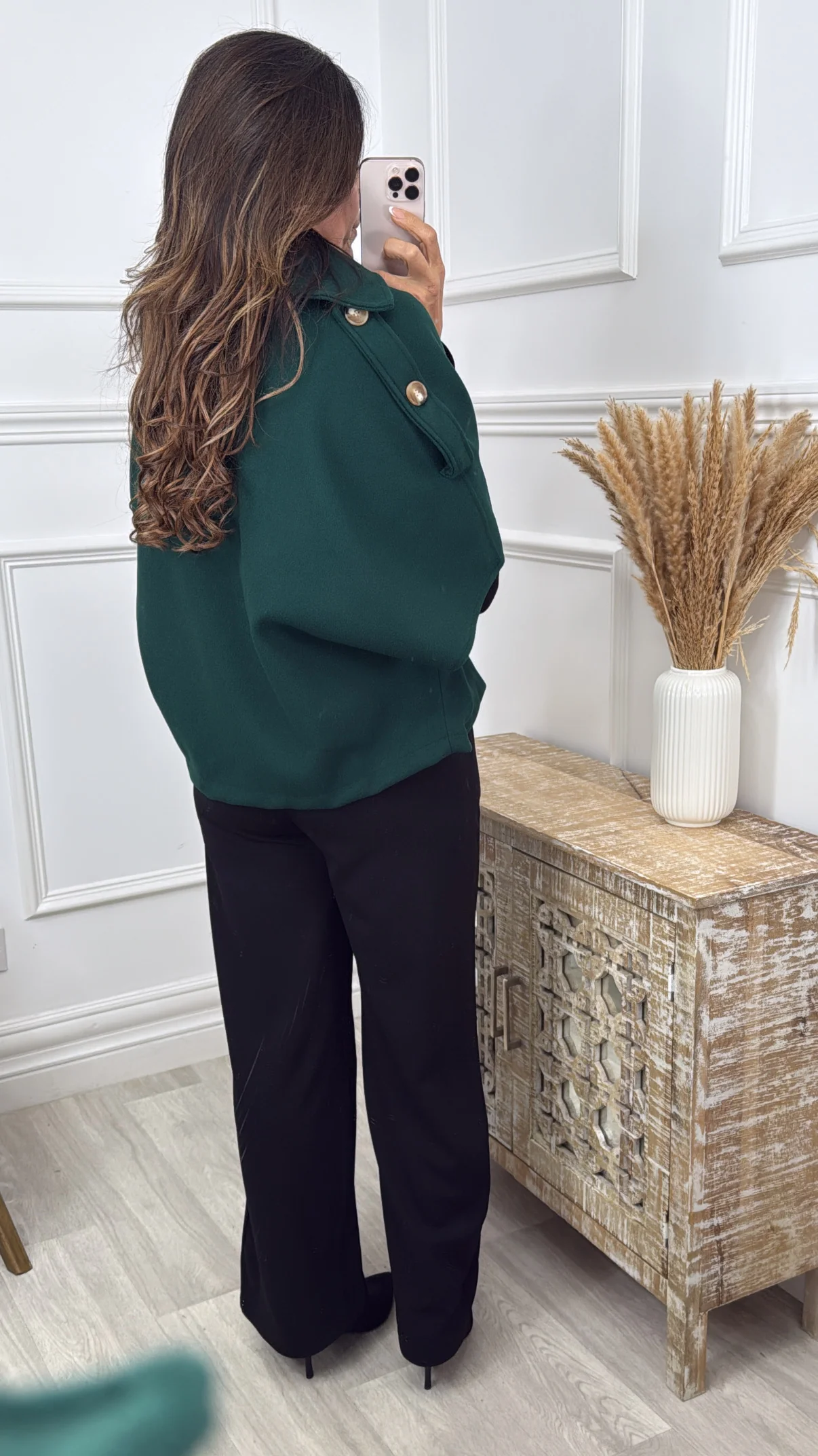 Suzette Green Notch Lapel Cape - Image 4