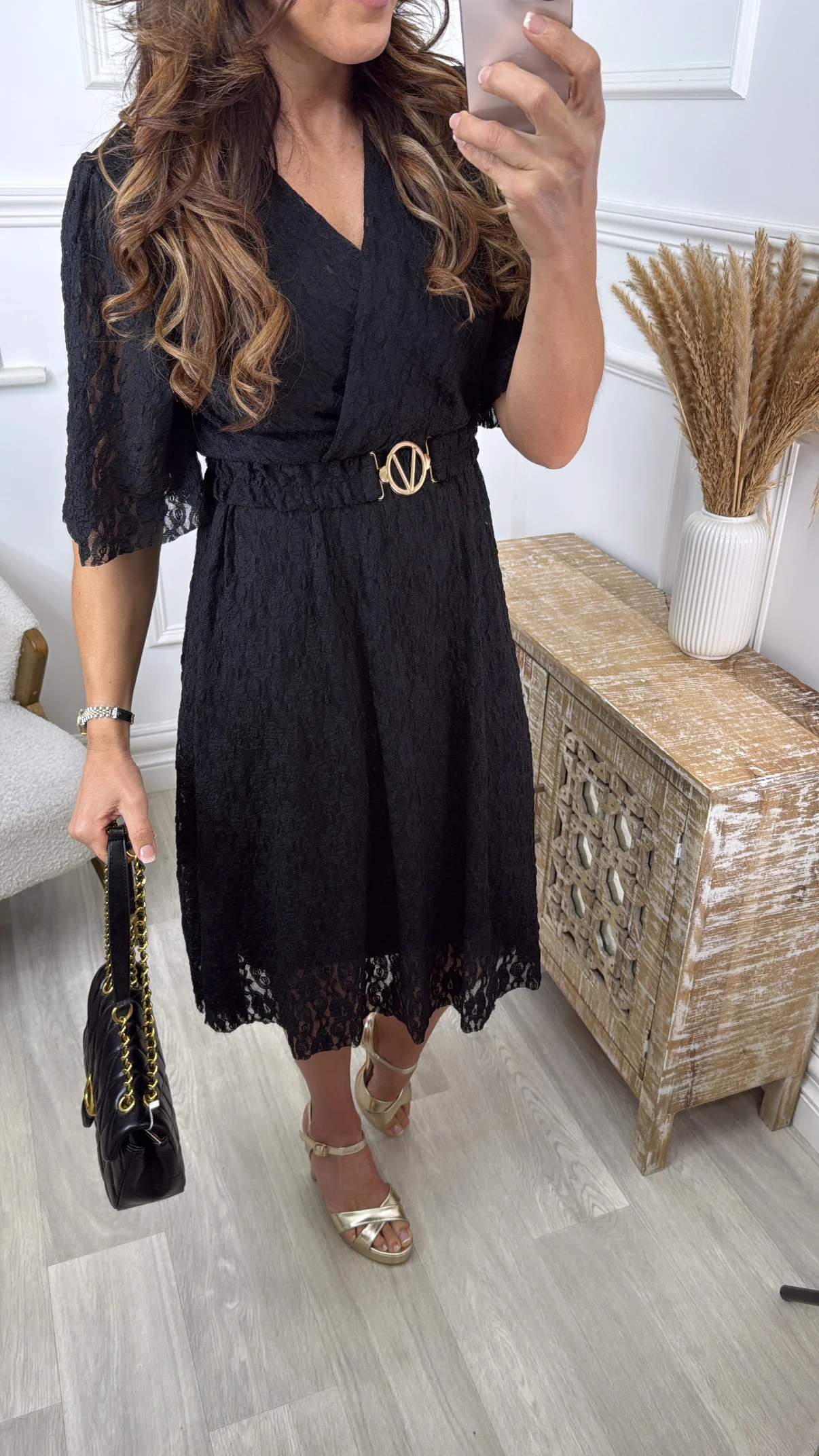 Tamara Black Lace Wrap Dress - Image 3