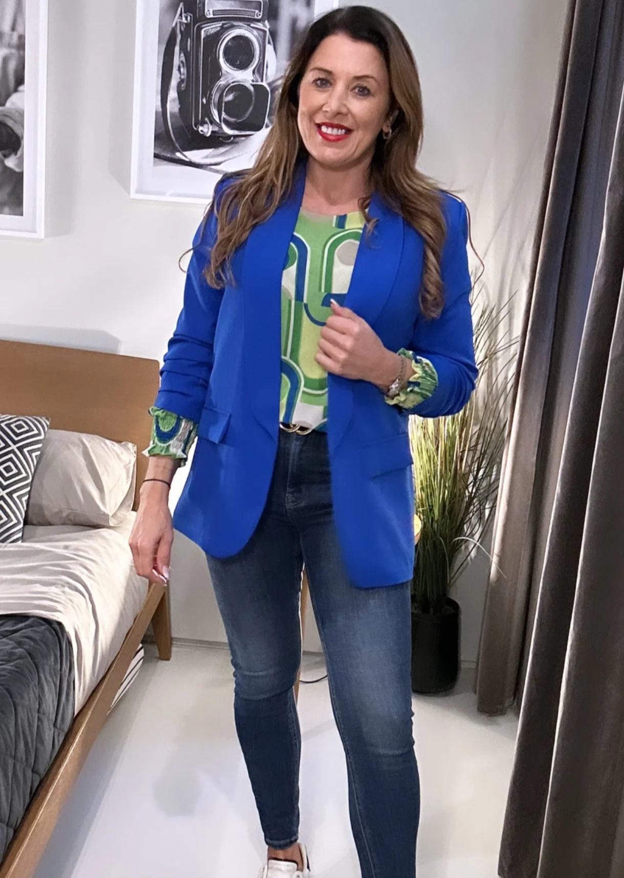 Merrill Royal Blue Gathered Sleeve Blazer - Image 3