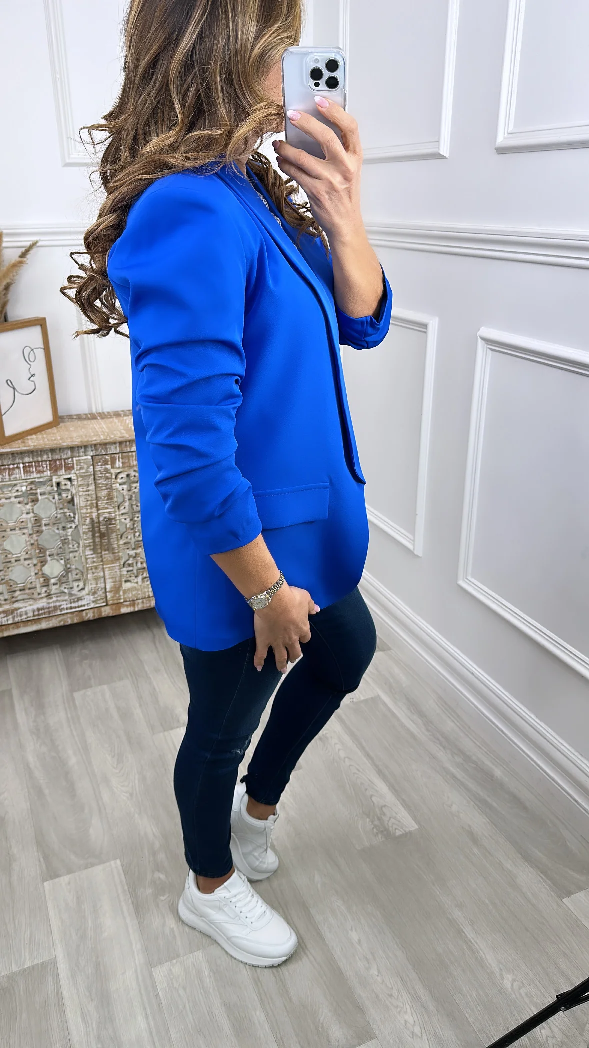 Merrill Royal Blue Gathered Sleeve Blazer - Image 6