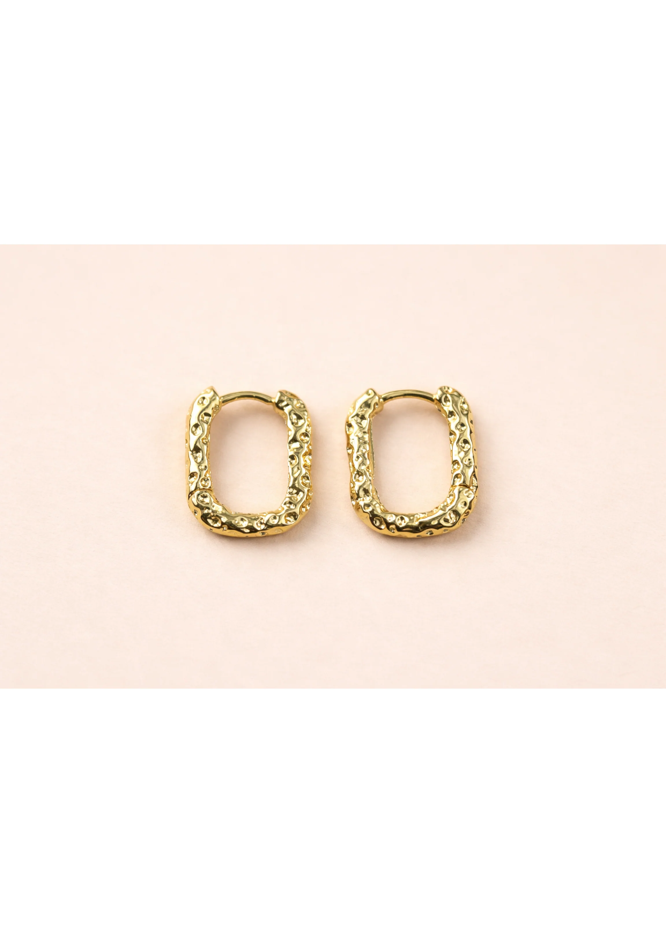 Tess Gold Textured Square Hoop Earrings