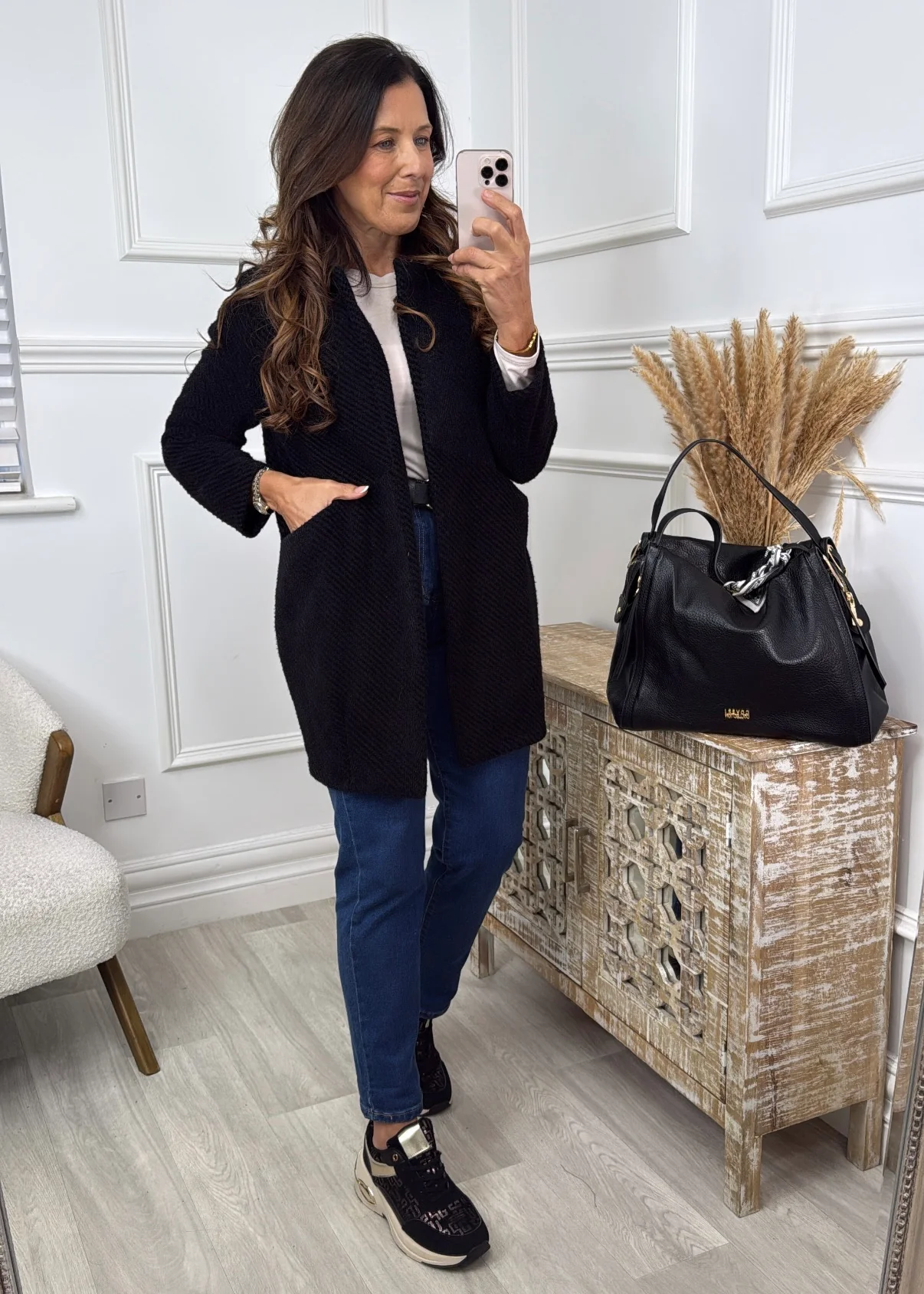 Tierney Black Stripe Knit Cardigan - Image 2
