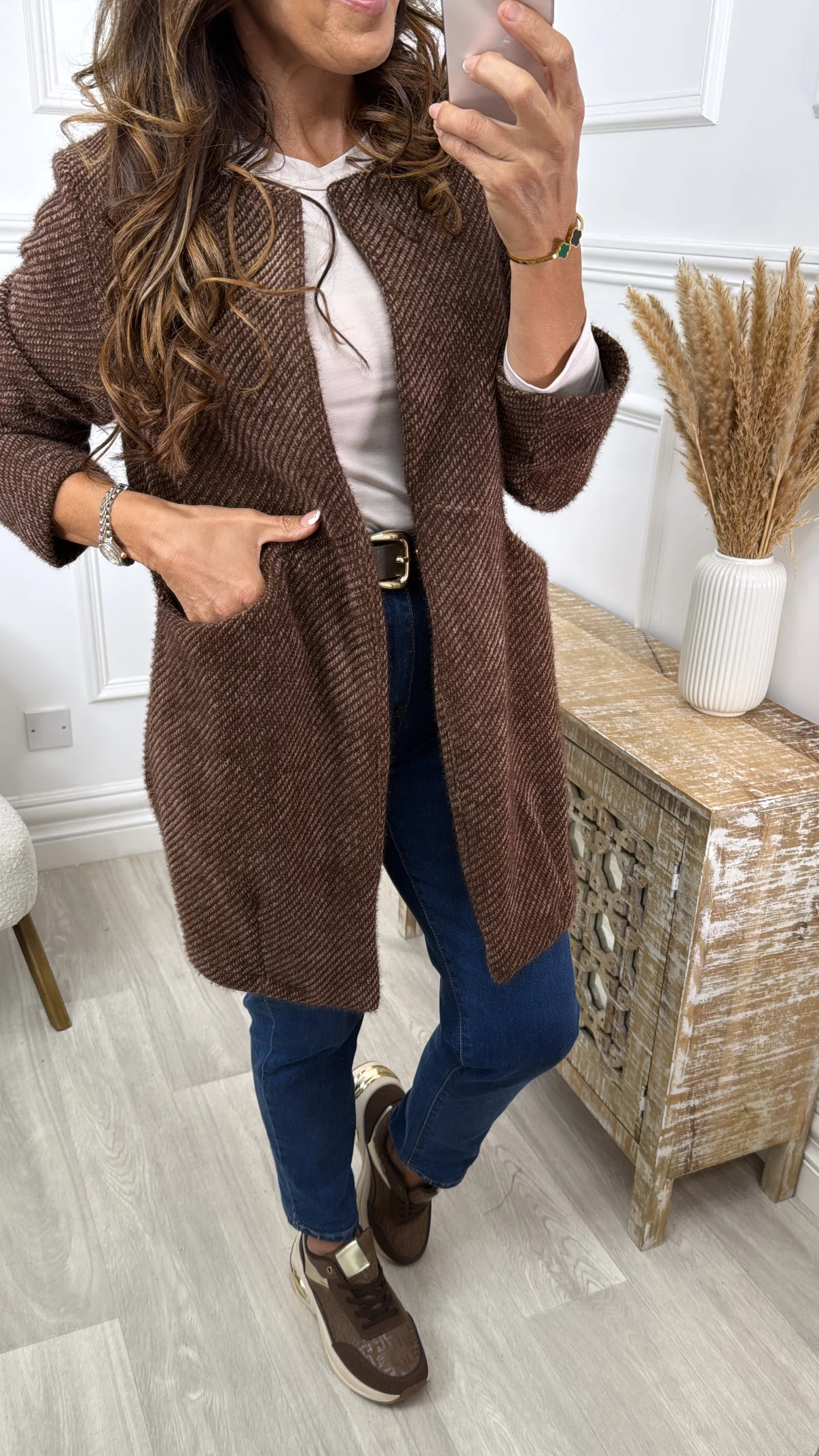 Tierney Brown Stripe Knit Cardigan - Image 2