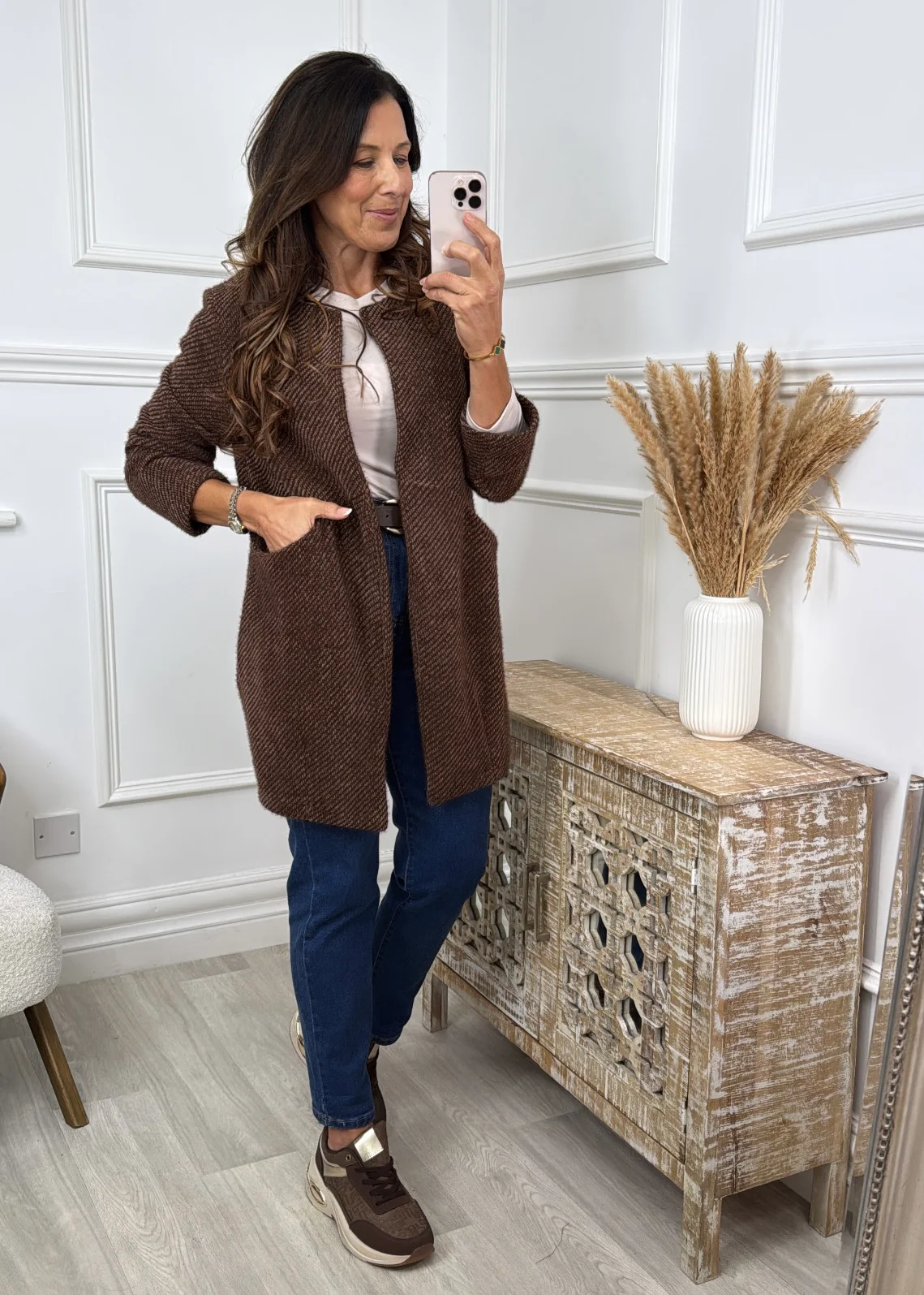 Tierney Brown Stripe Knit Cardigan - Image 4