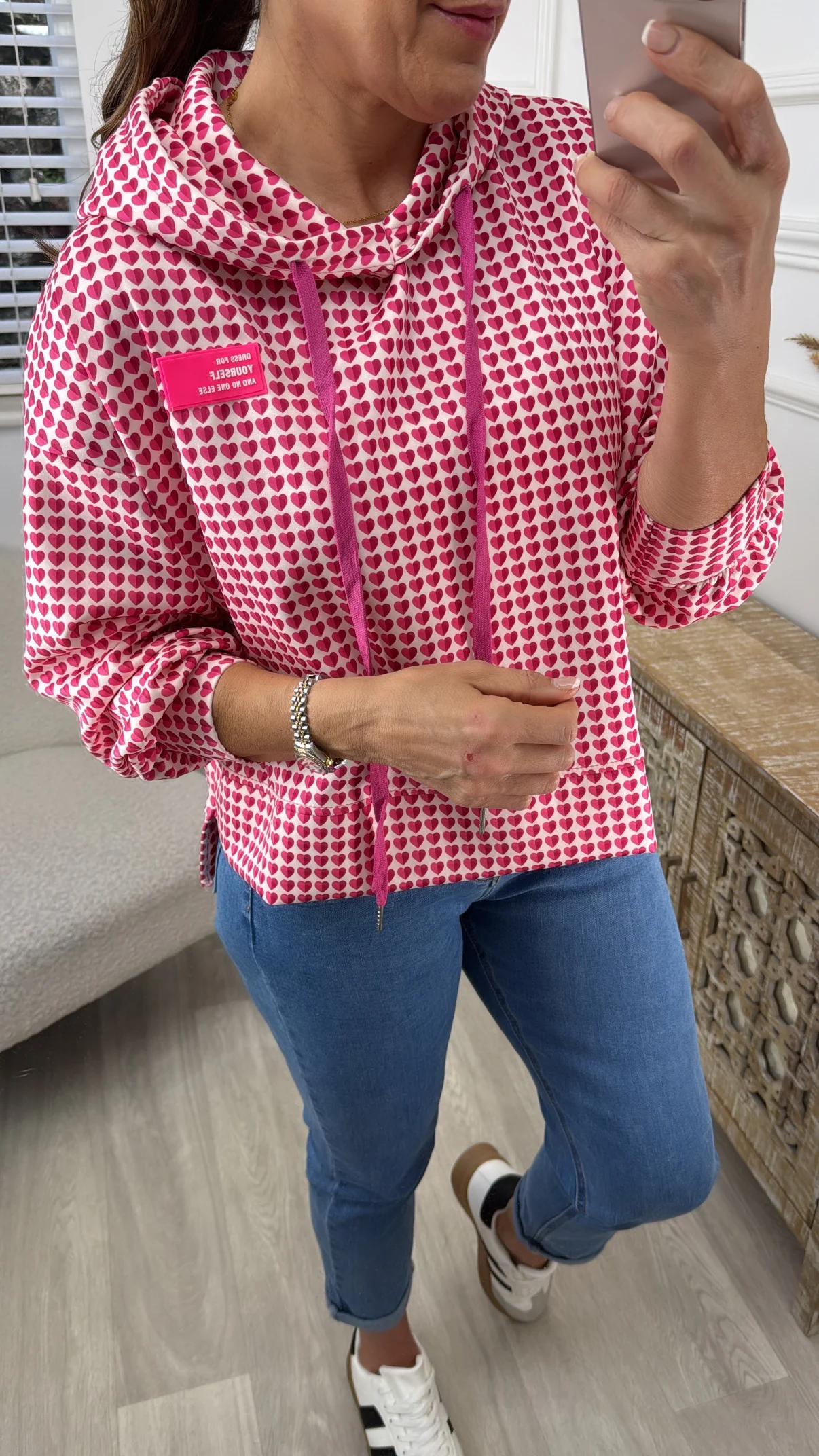 Tulsi Cerise Heart Print Hoodie - Image 6