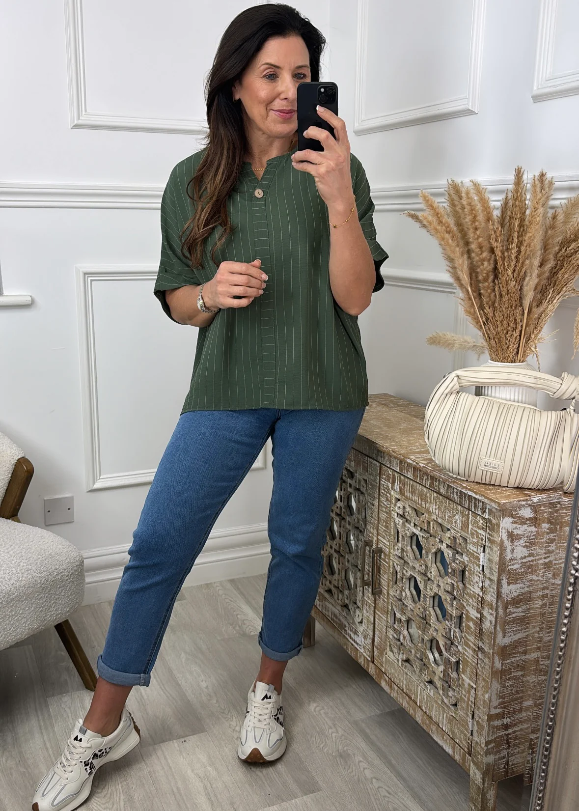 Valencia Khaki Striped Top - Image 2