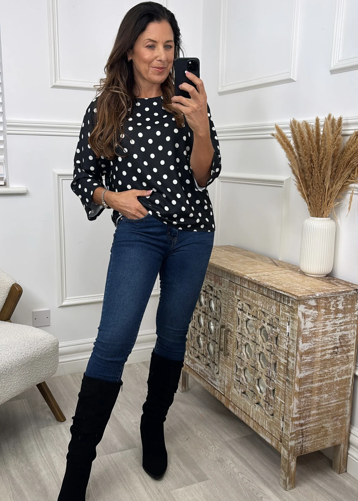 Vera Black Polka Dot Top - Image 4
