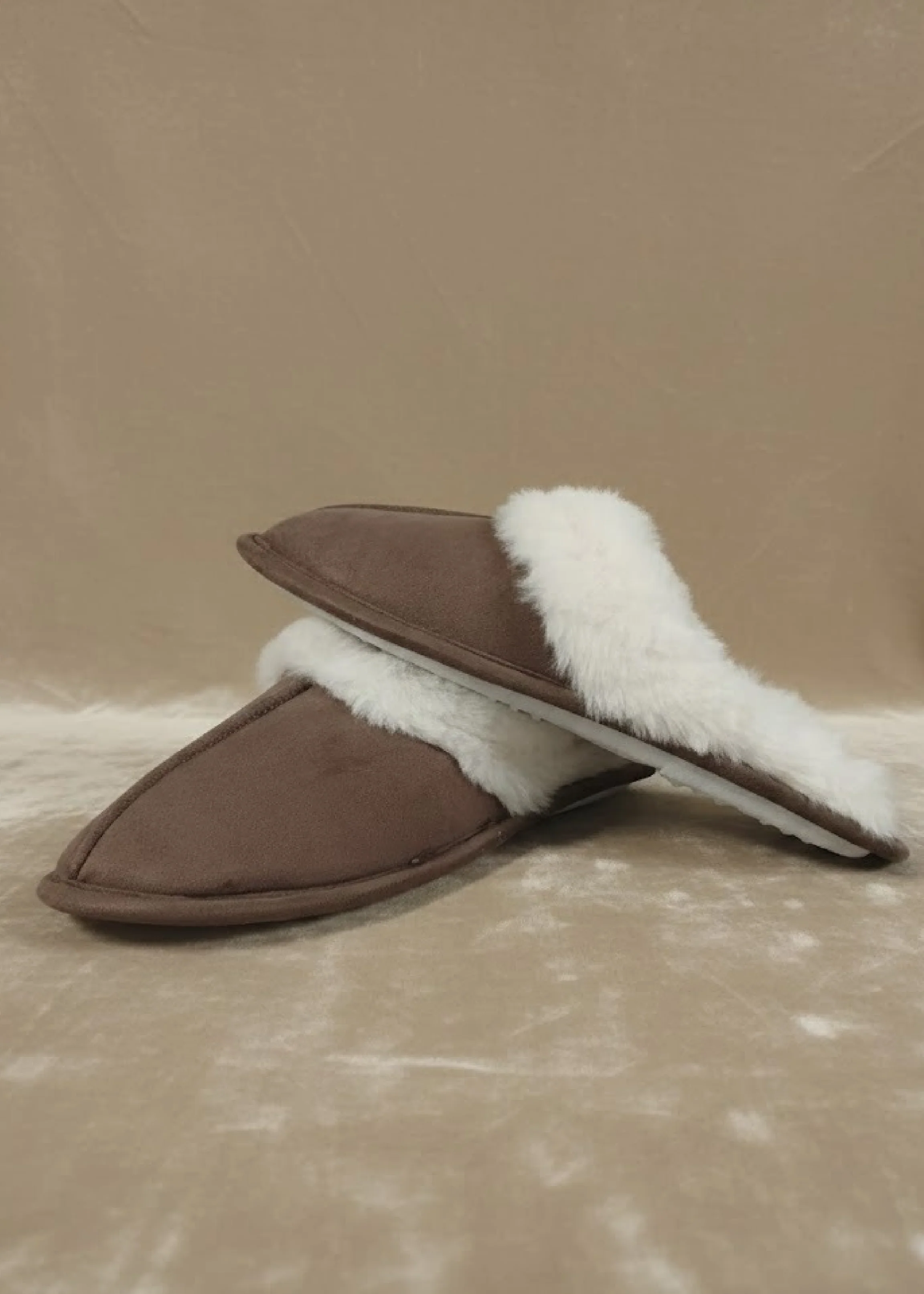 Vicky Taupe Memory Foam Slippers - Image 2