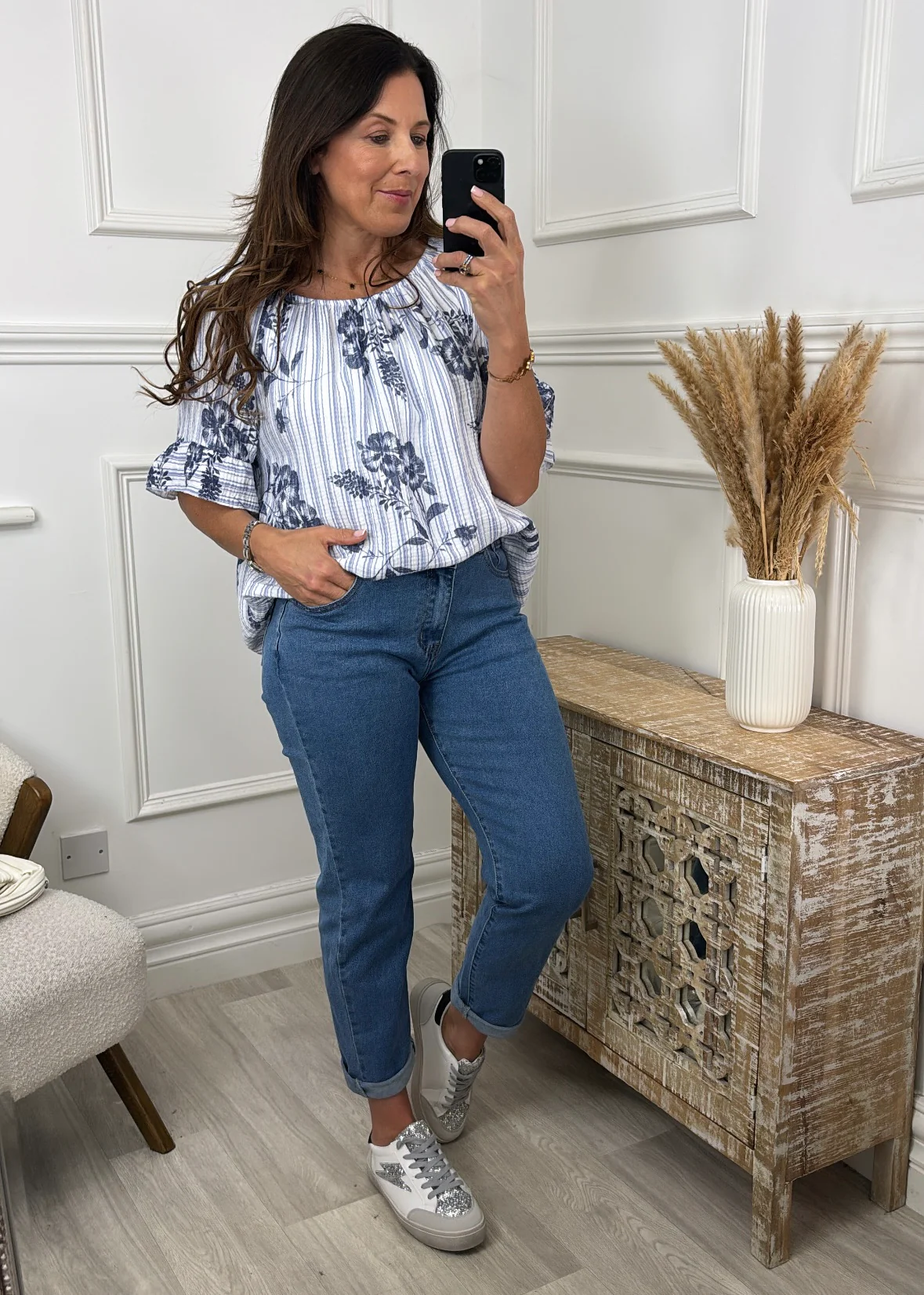 Violet Blue Floral Bardot Blouse
